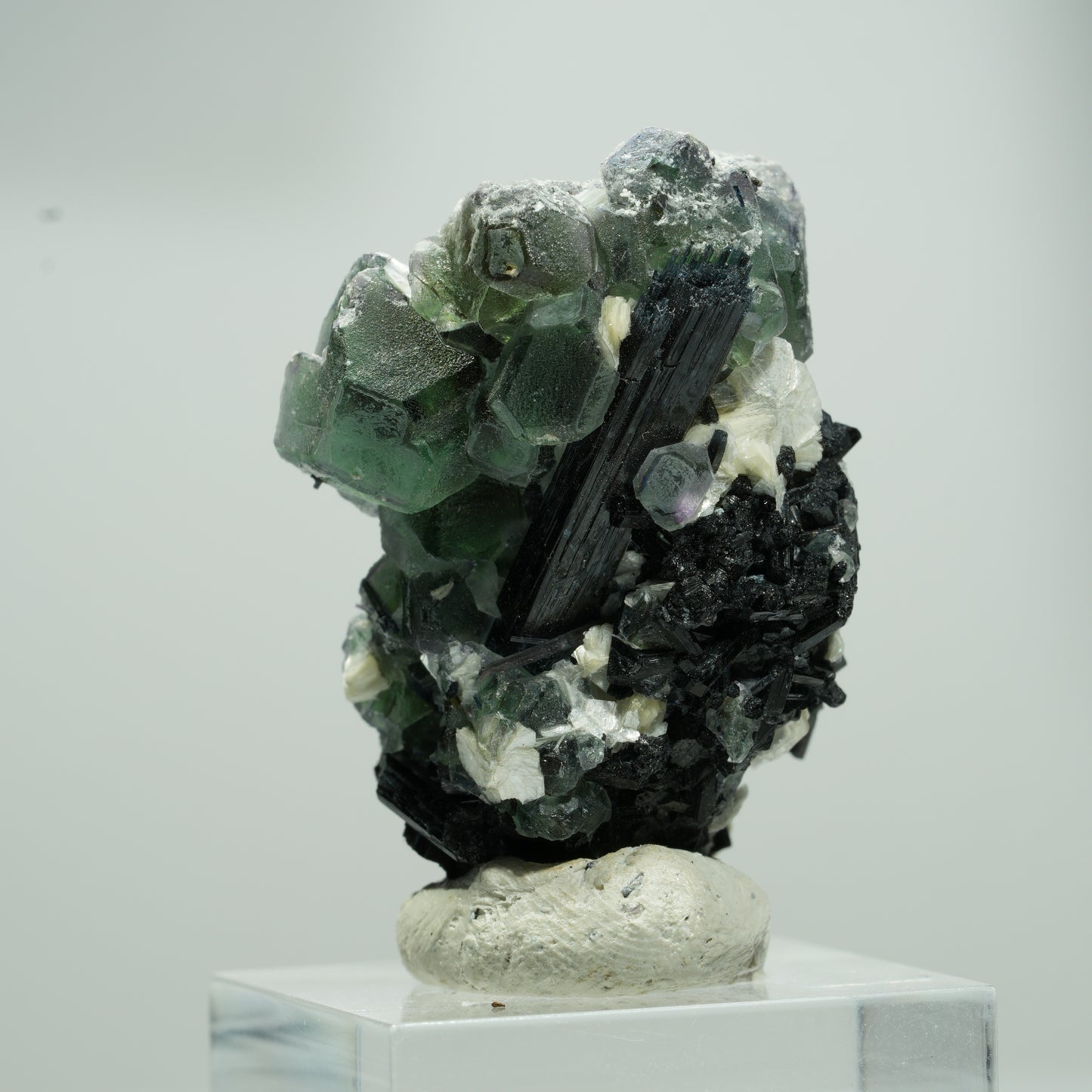 Phantom Fluorit Würfel, Schörl Turmalin, Muskovit Erongo, Namibia 20*14*10mm #13574