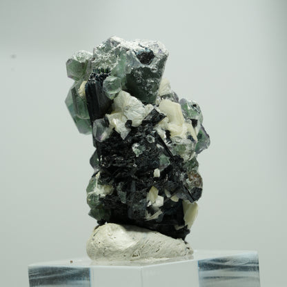Phantom Fluorit Würfel, Schörl Turmalin, Muskovit Erongo, Namibia 20*14*10mm #13574