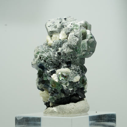 Phantom Fluorit Würfel, Schörl Turmalin, Muskovit Erongo, Namibia 20*14*10mm #13574