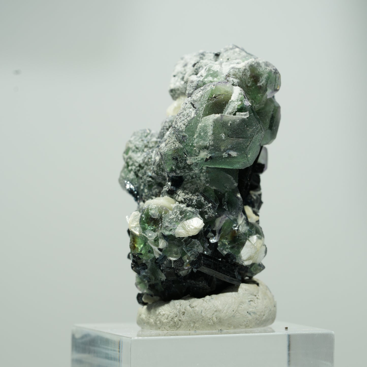 Phantom Fluorit Würfel, Schörl Turmalin, Muskovit Erongo, Namibia 20*14*10mm #13574