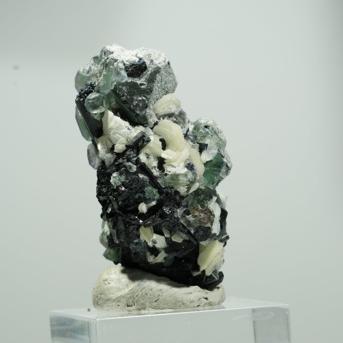 Phantom Fluorit Würfel, Schörl Turmalin, Muskovit Erongo, Namibia 20*14*10mm #13574