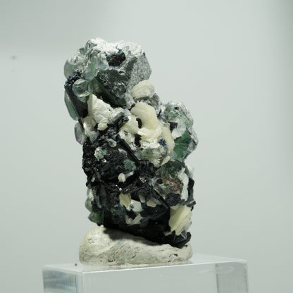 Phantom Fluorit Würfel, Schörl Turmalin, Muskovit Erongo, Namibia 20*14*10mm #13574
