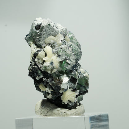 Phantom Fluorit Würfel, Schörl Turmalin, Muskovit Erongo, Namibia 20*14*10mm #13574