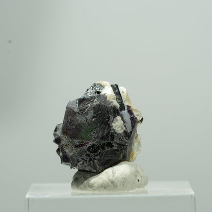 Bunte Phantom Fluorit Würfel, Schörl Turmalin, Muskovit Erongo, Namibia 9*8*7mm #13576