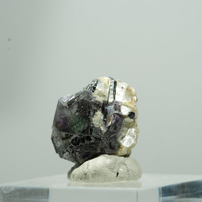 Bunte Phantom Fluorit Würfel, Schörl Turmalin, Muskovit Erongo, Namibia 9*8*7mm #13576