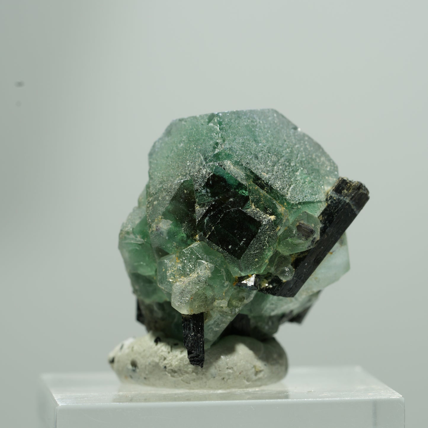 Phantom Fluorit hexagonal, Schörl Turmalin Stufe Erongo, Namibia 13*12*9mm #13577