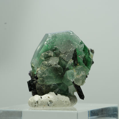 Phantom Fluorit hexagonal, Schörl Turmalin Stufe Erongo, Namibia 13*12*9mm #13577