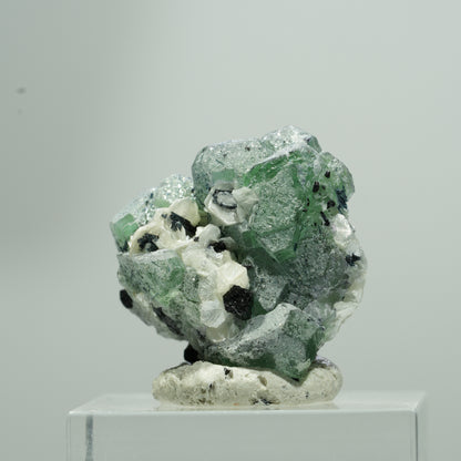 Phantom Fluorit Würfel, Schörl Turmalin, Muskovit Erongo, Namibia 12*12*8mm #13578