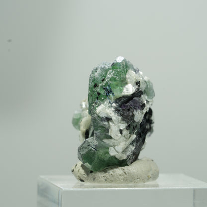 Phantom Fluorit Würfel, Schörl Turmalin, Muskovit Erongo, Namibia 12*12*8mm #13578