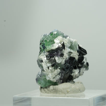 Phantom Fluorit Würfel, Schörl Turmalin, Muskovit Erongo, Namibia 12*12*8mm #13578