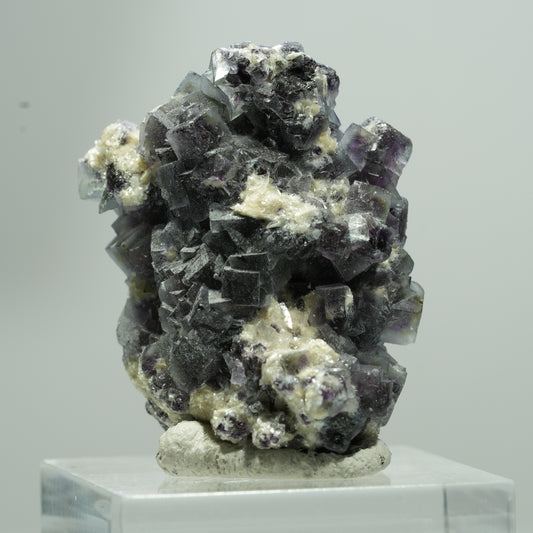 Bunte Phantom Fluorit Würfel, Muskovit Stufe Erongo, Namibia 16*14*10mm #13579