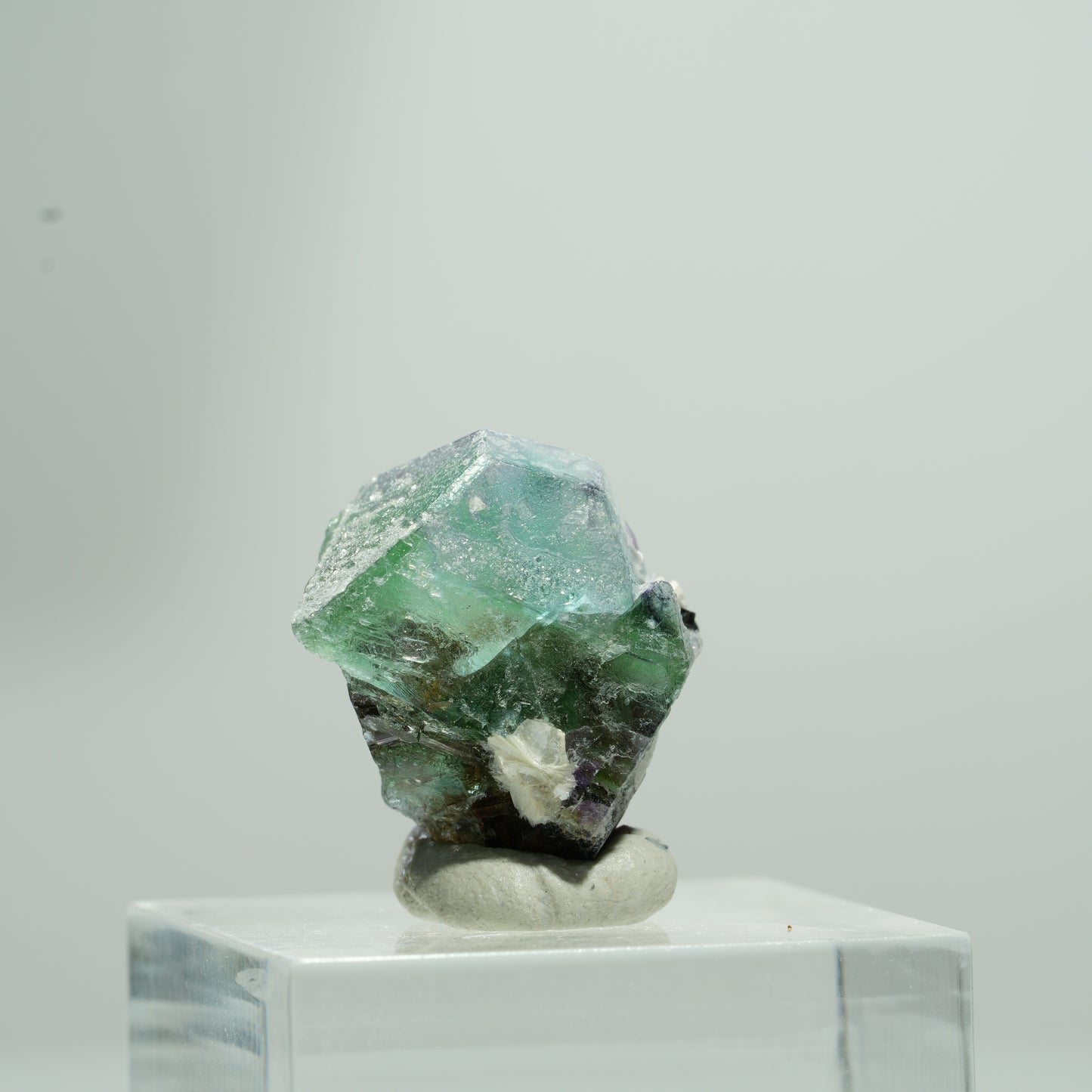 Phantom Fluorit hexagonal, Schörl Turmalin, Muskovit Erongo, Namibia 9*7*5mm #13581