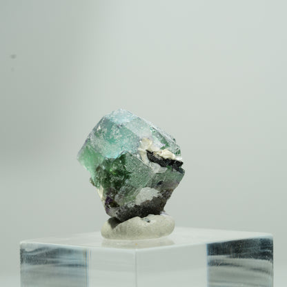 Phantom Fluorit hexagonal, Schörl Turmalin, Muskovit Erongo, Namibia 9*7*5mm #13581