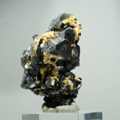 Bunte Phantom Fluorit Würfel, Schörl Turmalin, Muskovit Erongo, Namibia 24*16*13mm #13582