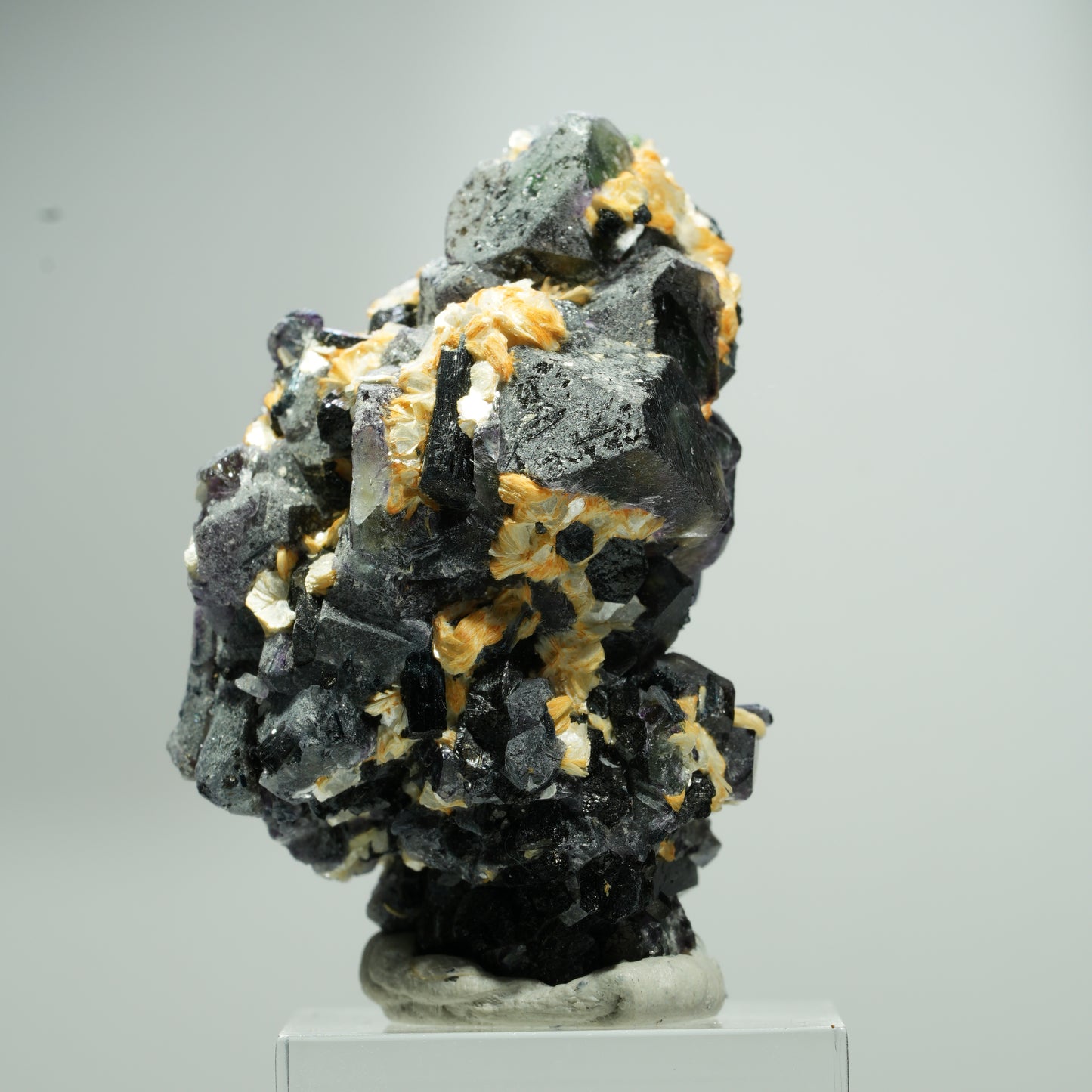 Bunte Phantom Fluorit Würfel, Schörl Turmalin, Muskovit Erongo, Namibia 24*16*13mm #13582