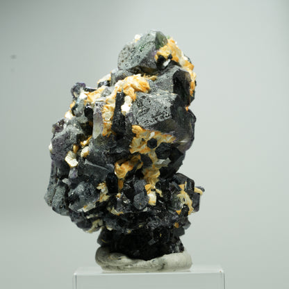 Bunte Phantom Fluorit Würfel, Schörl Turmalin, Muskovit Erongo, Namibia 24*16*13mm #13582