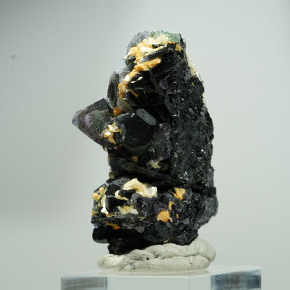 Bunte Phantom Fluorit Würfel, Schörl Turmalin, Muskovit Erongo, Namibia 24*16*13mm #13582