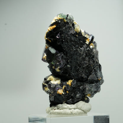 Bunte Phantom Fluorit Würfel, Schörl Turmalin, Muskovit Erongo, Namibia 24*16*13mm #13582