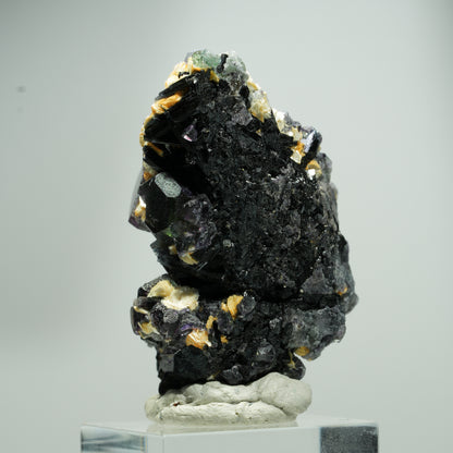 Bunte Phantom Fluorit Würfel, Schörl Turmalin, Muskovit Erongo, Namibia 24*16*13mm #13582