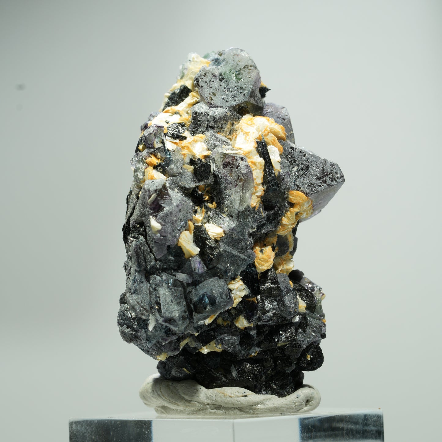 Bunte Phantom Fluorit Würfel, Schörl Turmalin, Muskovit Erongo, Namibia 24*16*13mm #13582