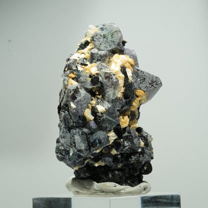 Bunte Phantom Fluorit Würfel, Schörl Turmalin, Muskovit Erongo, Namibia 24*16*13mm #13582