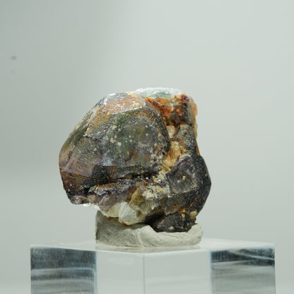 Bunte Phantom Fluorit Würfel, Muskovit Stufe Erongo, Namibia 14*13*8mm #13583