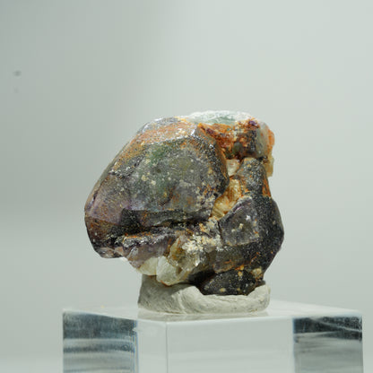 Bunte Phantom Fluorit Würfel, Muskovit Stufe Erongo, Namibia 14*13*8mm #13583