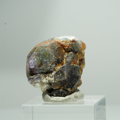 Bunte Phantom Fluorit Würfel, Muskovit Stufe Erongo, Namibia 14*13*8mm #13583
