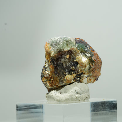 Bunte Phantom Fluorit Würfel, Muskovit Stufe Erongo, Namibia 14*13*8mm #13583