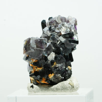 Bunte Phantom Fluorit Würfel, Schörl Turmalin, Muskovit Erongo, Namibia 15*11*10mm #13585