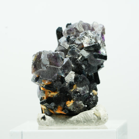 Bunte Phantom Fluorit Würfel, Schörl Turmalin, Muskovit Erongo, Namibia 15*11*10mm #13585