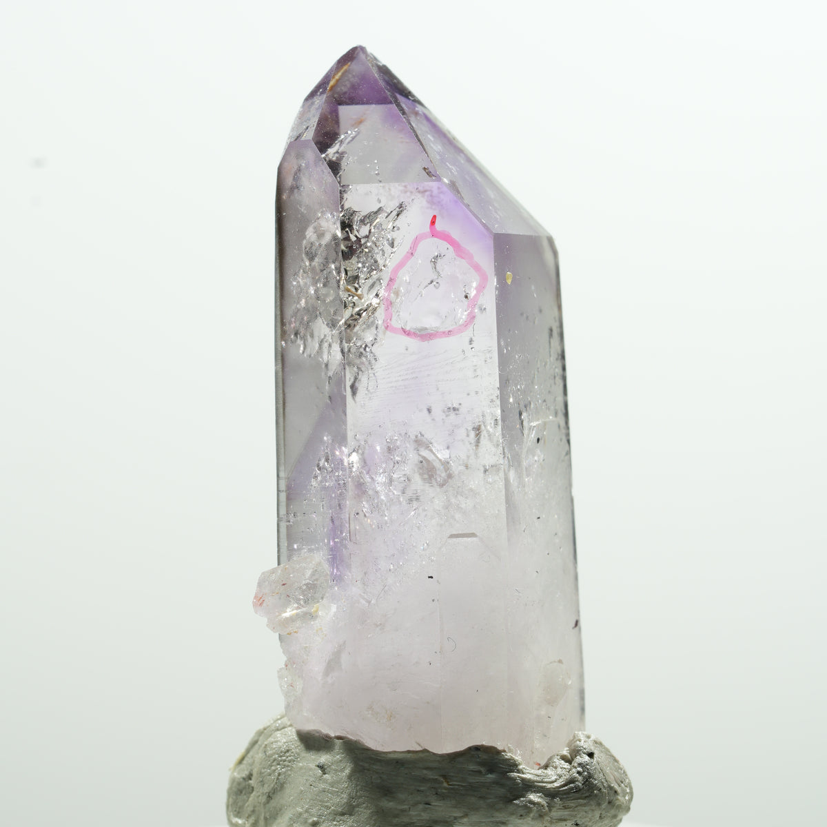 Pointe d'améthyste fantôme à enhydro, 1 bulle Goboboseb, Namibie 43*19*15mm #13598