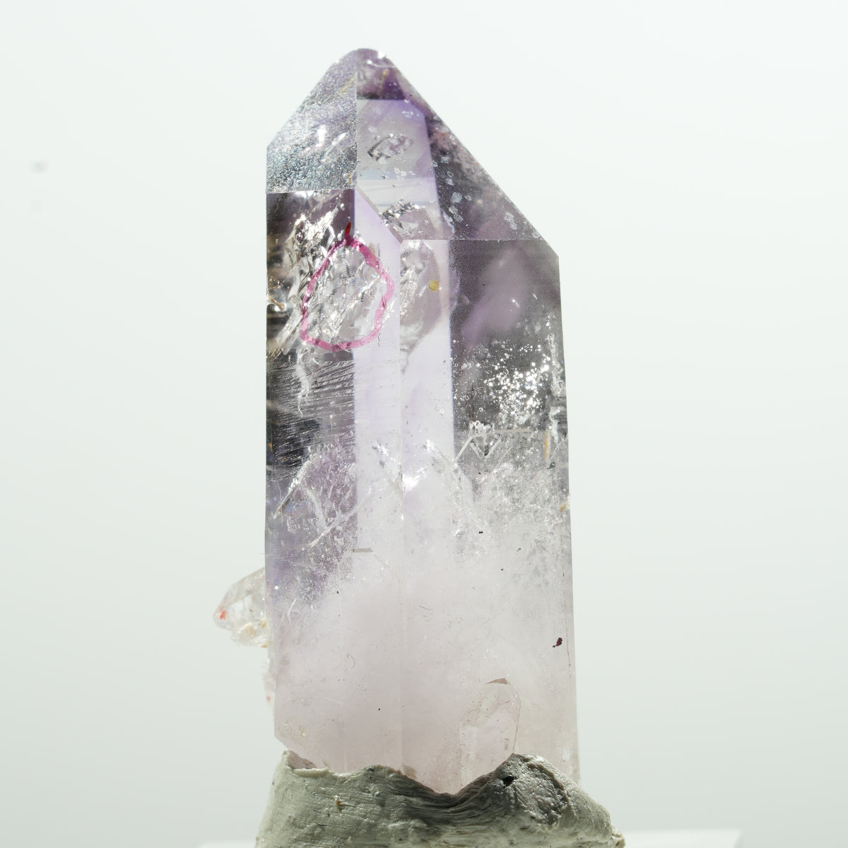 Pointe d'améthyste fantôme à enhydro, 1 bulle Goboboseb, Namibie 43*19*15mm #13598