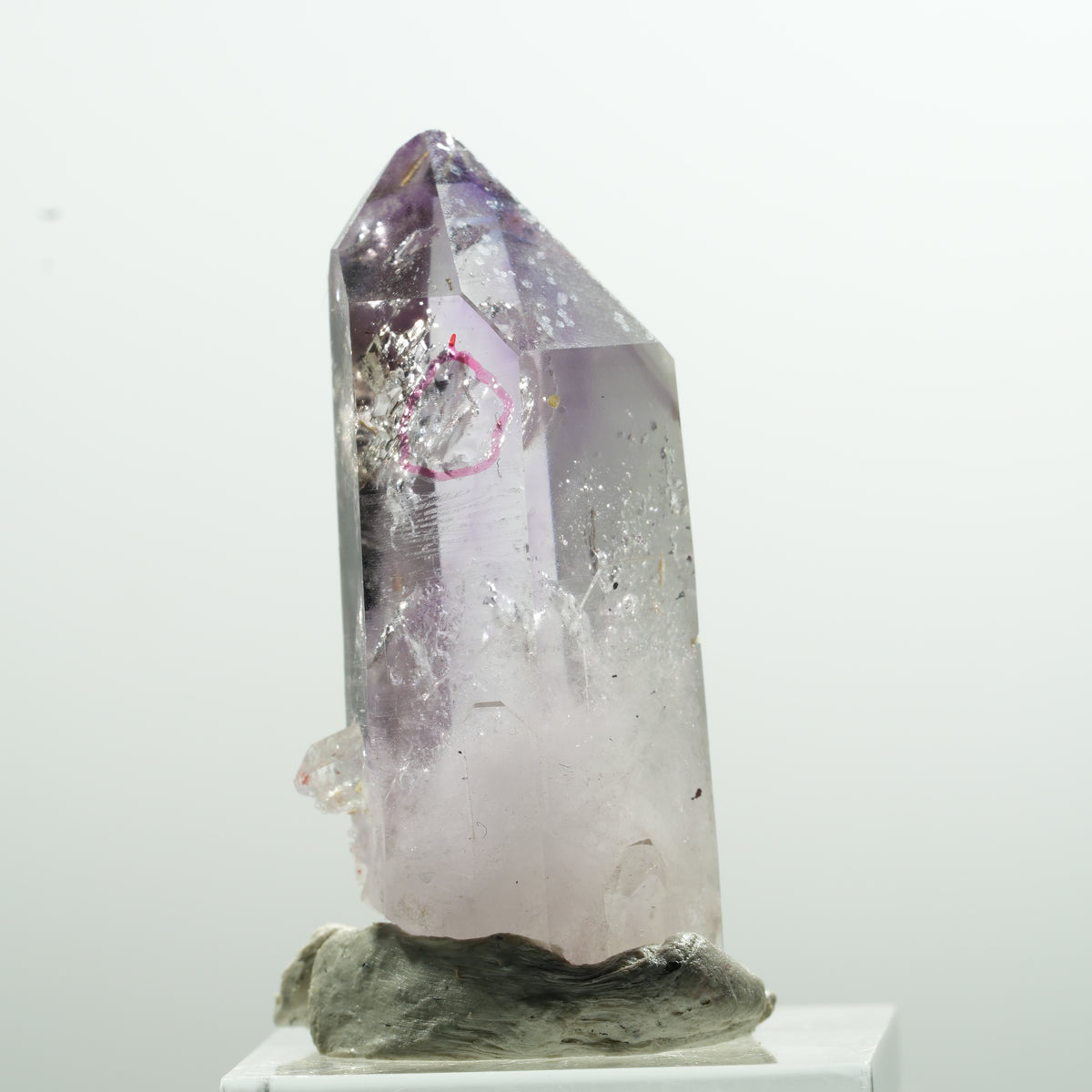 Pointe d'améthyste fantôme à enhydro, 1 bulle Goboboseb, Namibie 43*19*15mm #13598