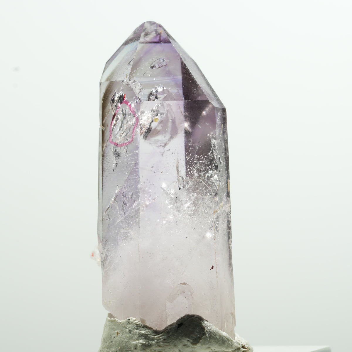Pointe d'améthyste fantôme à enhydro, 1 bulle Goboboseb, Namibie 43*19*15mm #13598