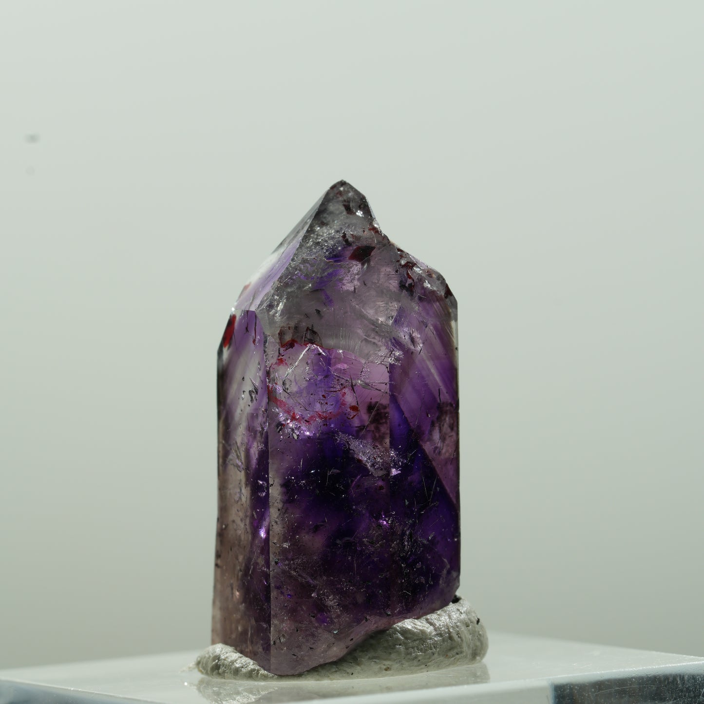 Enhydro Harlekin Phantom Amethyst Spitze, 1x Blase Goboboseb, Namibia 26*14*11mm #13631