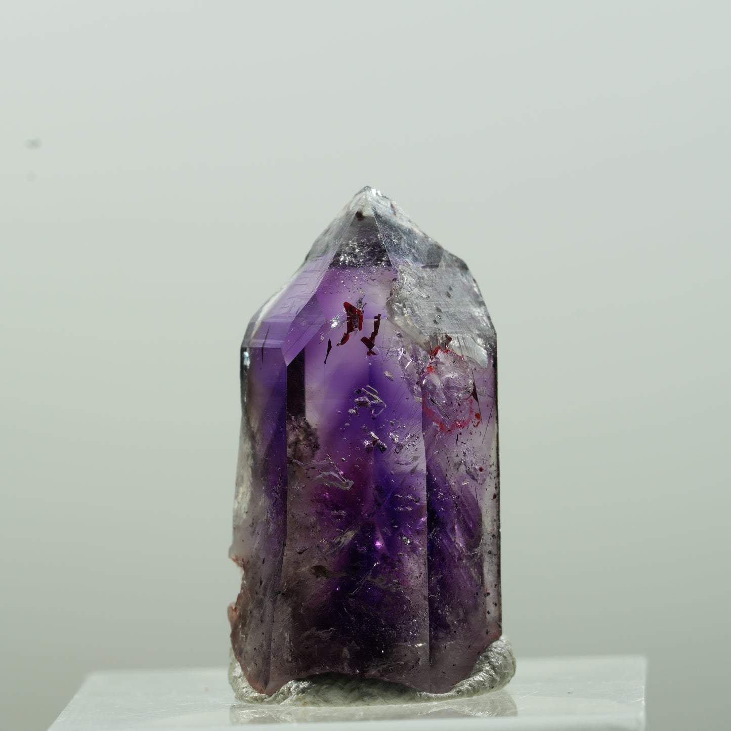 Enhydro Harlekin Phantom Amethyst Spitze, 1x Blase Goboboseb, Namibia 26*14*11mm #13631