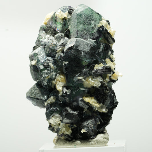 Phantom Fluorit hexagonal, Schörl Turmalin, Muskovit Erongo, Namibia 48*29*28mm #13640