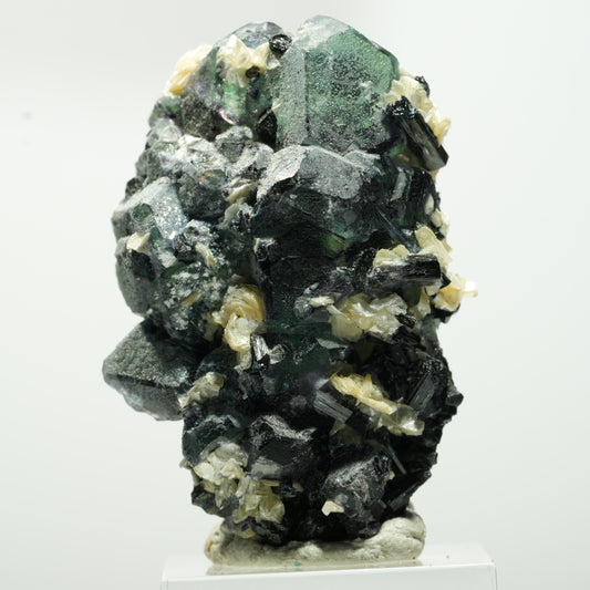 Phantom Fluorit hexagonal, Schörl Turmalin, Muskovit Erongo, Namibia 48*29*28mm #13640