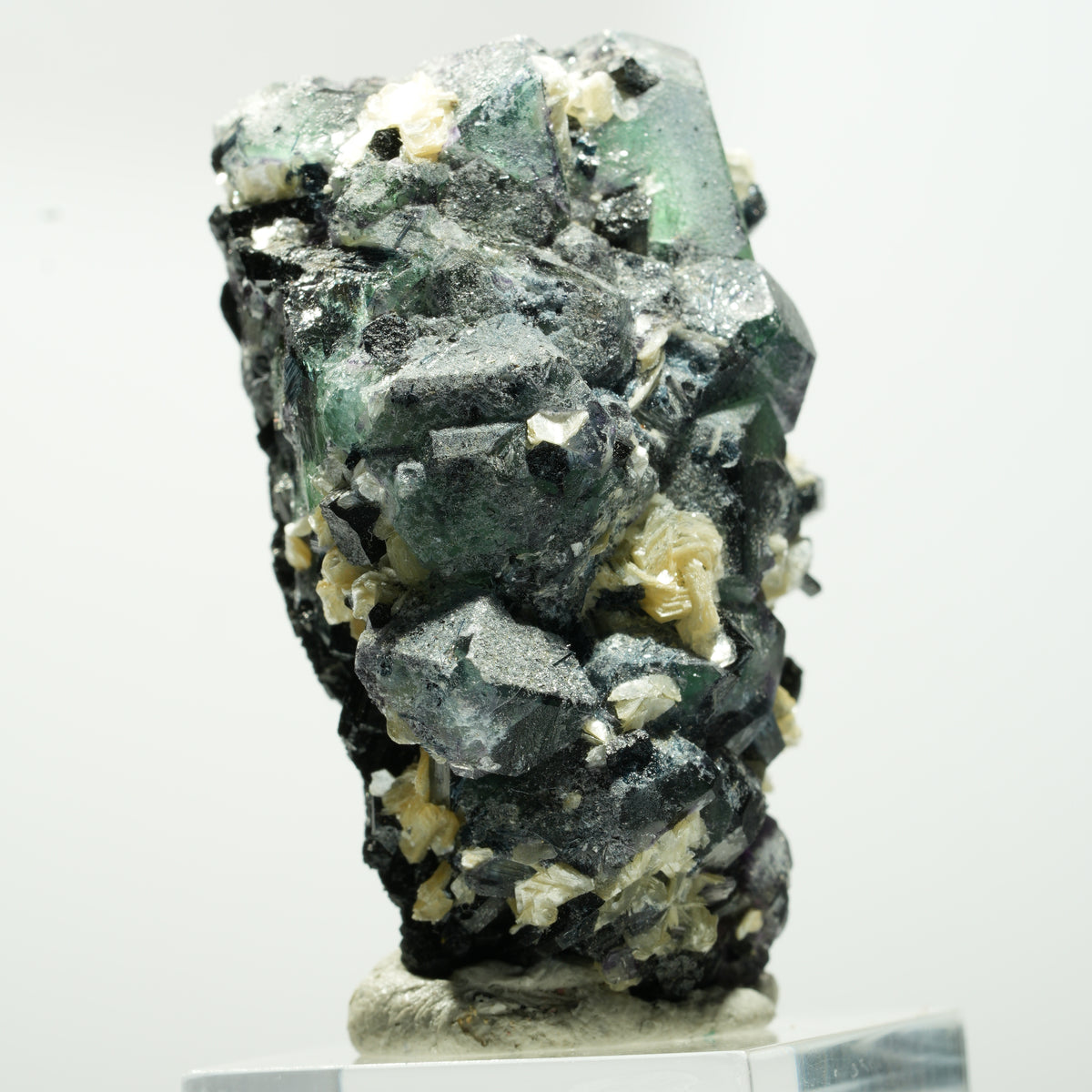 Fluorite fantôme hexagonal, tourmaline schorl, muscovite Erongo, Namibie 48*29*28mm #13640