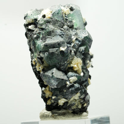 Fluorite fantôme hexagonal, tourmaline schorl, muscovite Erongo, Namibie 48*29*28mm #13640