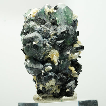 Fluorite fantôme hexagonal, tourmaline schorl, muscovite Erongo, Namibie 48*29*28mm #13640