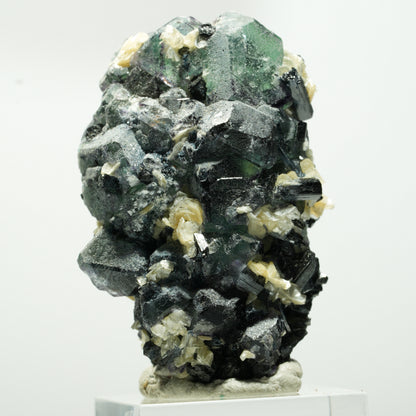 Fluorite fantôme hexagonal, tourmaline schorl, muscovite Erongo, Namibie 48*29*28mm #13640