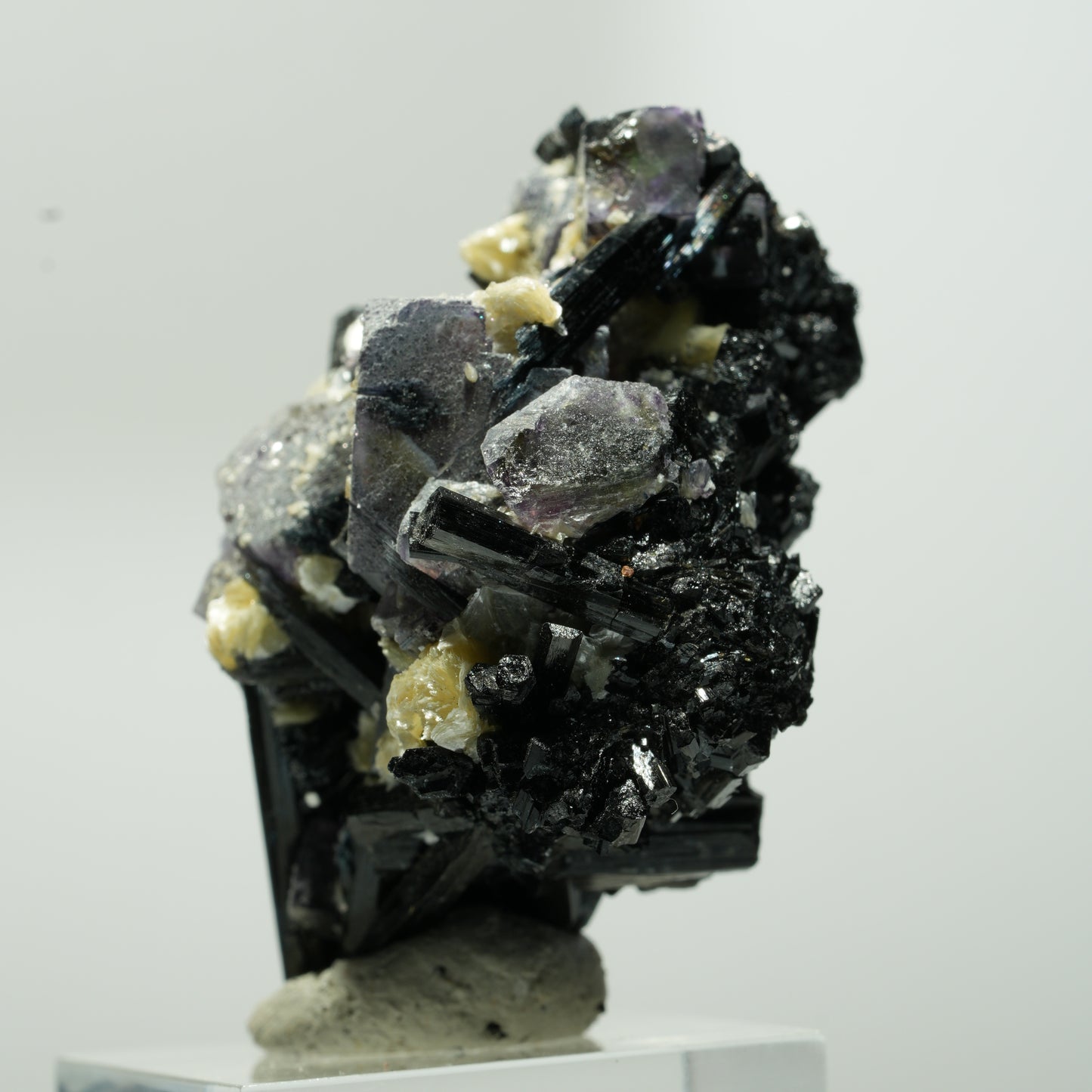 Bunte Phantom Fluorit Würfel, Schörl Turmalin, Muskovit Erongo, Namibia 49*41*30mm #13641