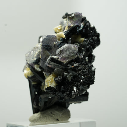 Bunte Phantom Fluorit Würfel, Schörl Turmalin, Muskovit Erongo, Namibia 49*41*30mm #13641