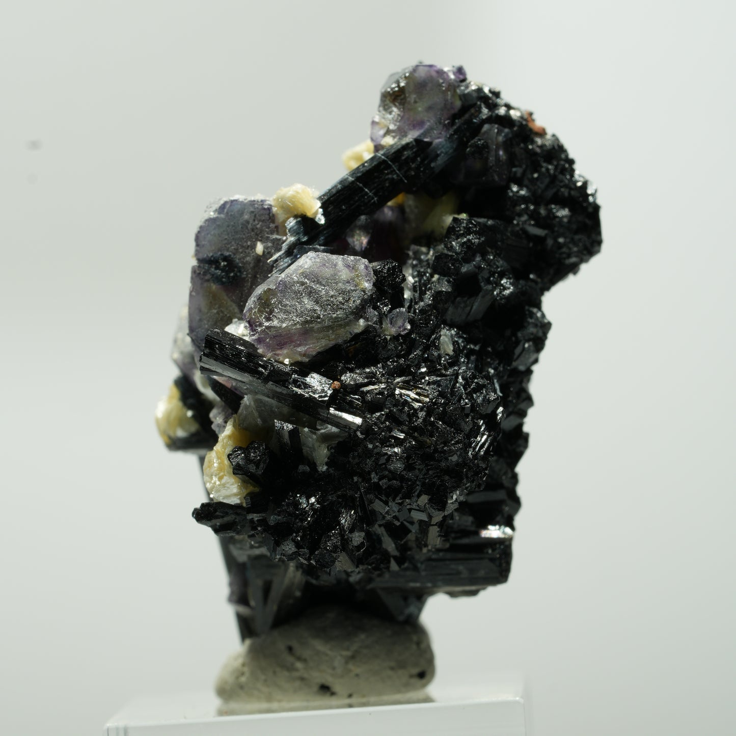 Bunte Phantom Fluorit Würfel, Schörl Turmalin, Muskovit Erongo, Namibia 49*41*30mm #13641