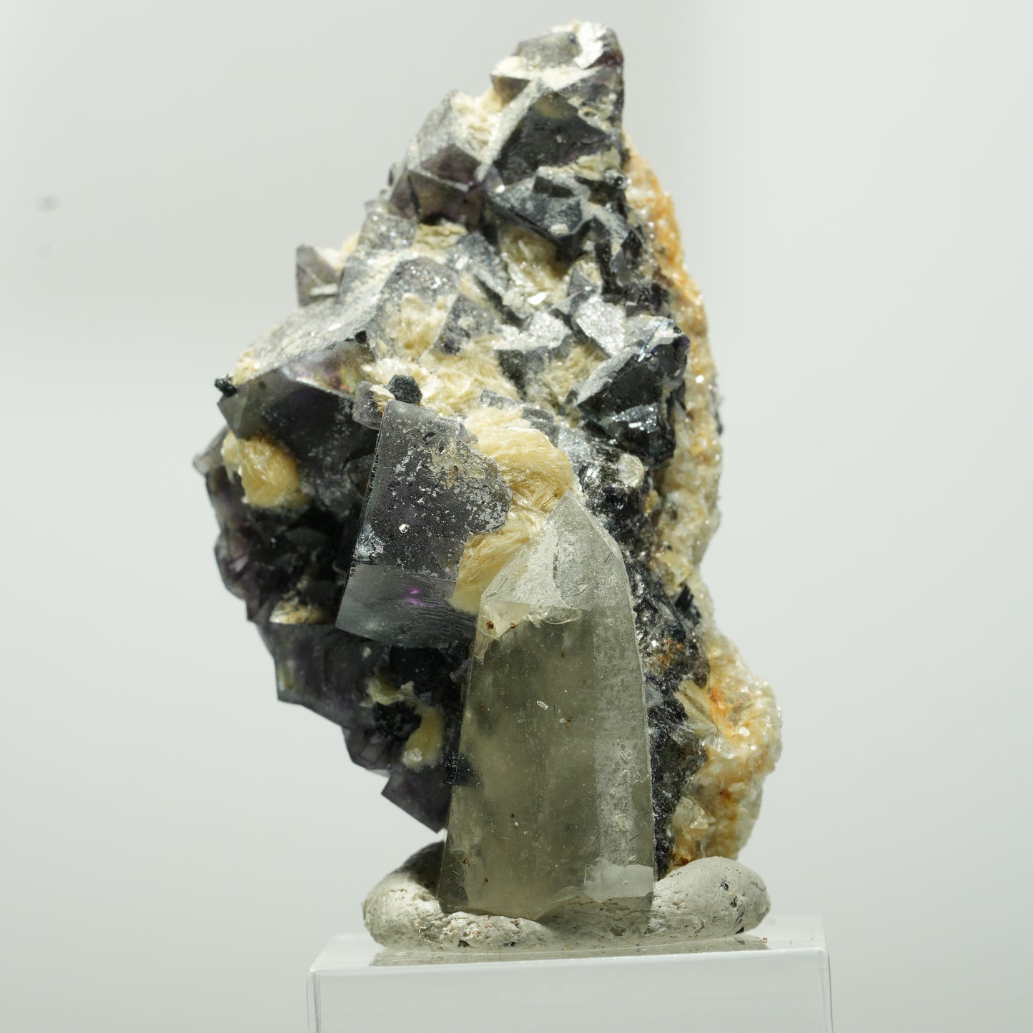 Bunte Phantom Fluorit, Schörl Turmalin, Muskovit, Rauchquarz Erongo, Namibia 56*31*30mm #13642