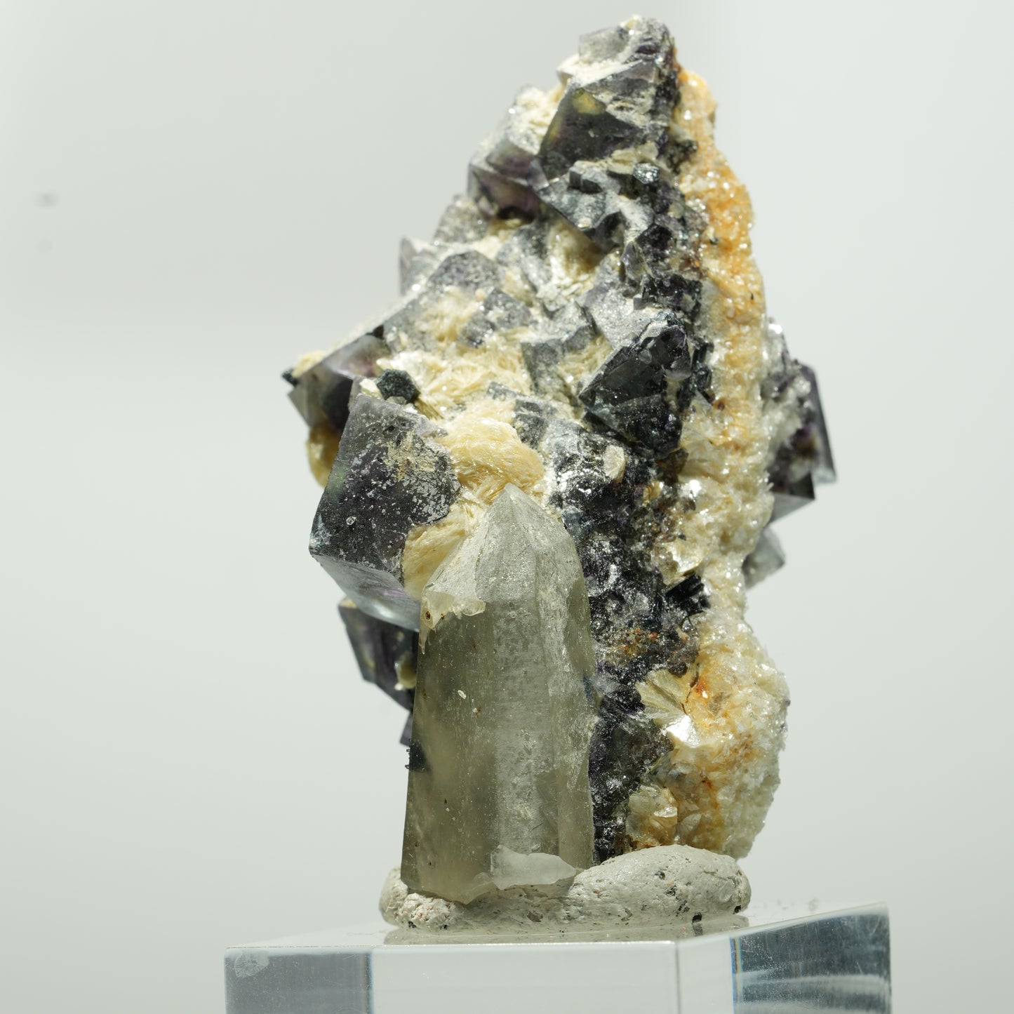 Bunte Phantom Fluorit, Schörl Turmalin, Muskovit, Rauchquarz Erongo, Namibia 56*31*30mm #13642