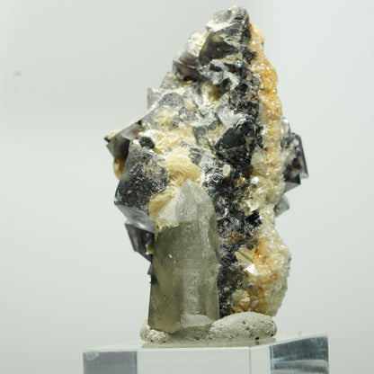 Bunte Phantom Fluorit, Schörl Turmalin, Muskovit, Rauchquarz Erongo, Namibia 56*31*30mm #13642