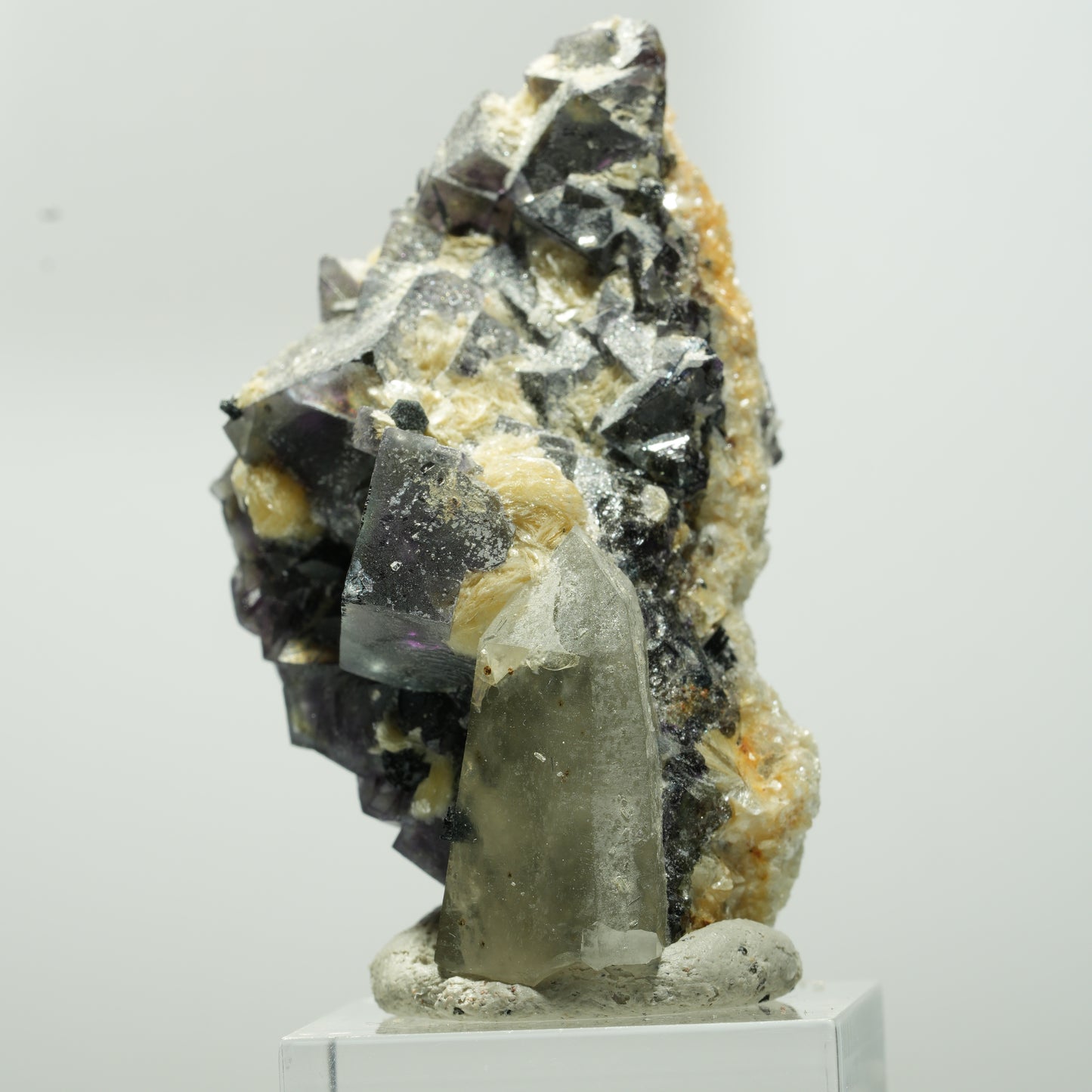 Bunte Phantom Fluorit, Schörl Turmalin, Muskovit, Rauchquarz Erongo, Namibia 56*31*30mm #13642